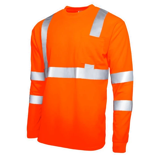 JORESTECH Safety Long Sleeve Shirt with High Visibility Reflective Strips and Front Pocket, ANSI Compliant