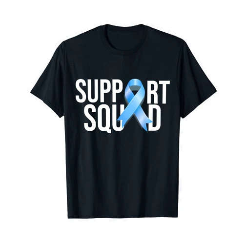 Prostate Cancer Awareness Gift Co. Support Squat Prostate Cancer Awareness Blue Ribbon Survivor T-Shirt