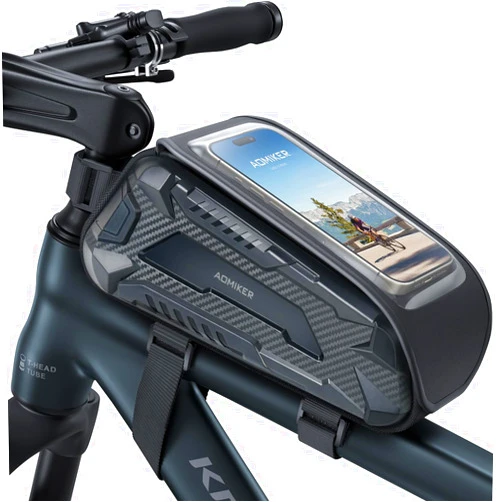 Aomiker Waterproof Bike Frame Bag - [2025 Quick Zipper] Bike Phone Bag with 1.6L Capacity, Bicycle Top Tube Bag, Bike Phone Mount Holder, Cycling Pouch, Bike Accessories for Phones up to 7
