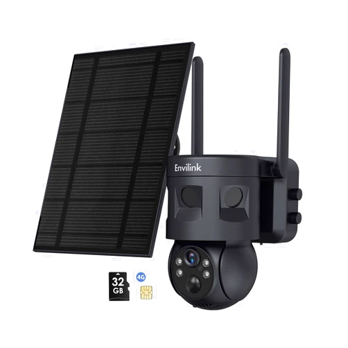 Envilink 4G LTE 180 Auto Tracking Outdoor Security Camera, No WiFi Solar Camera with SIM Card, 360° Live View, 2K Color Night Vision, PIR Motion Sensor, 2 Way Talk