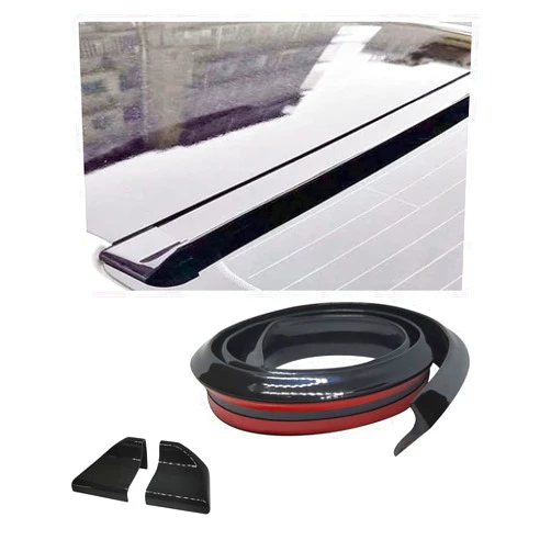 JOYCOURT Car Rear Spoiler Roof Lip Kit, Carbon Fiber 3D Rubber Trunk Spoiler Trim Strip Cool Car Decoration, Universal Punch-Free Vehicle Exterior Accessory Sticker (Black)