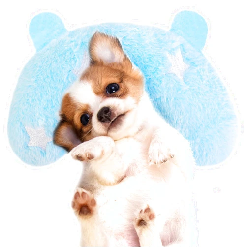 Diweez Pet Pillow for Dogs & Cats, Dog Calming Pillow, Dog Neck Pillow U-Shaped Pillow for Dogs & Cat, Soft Fluffy Cat Bed Pillow Pet Calming Toy, Joint Relief Sleeping Improve for Pets(Blue)