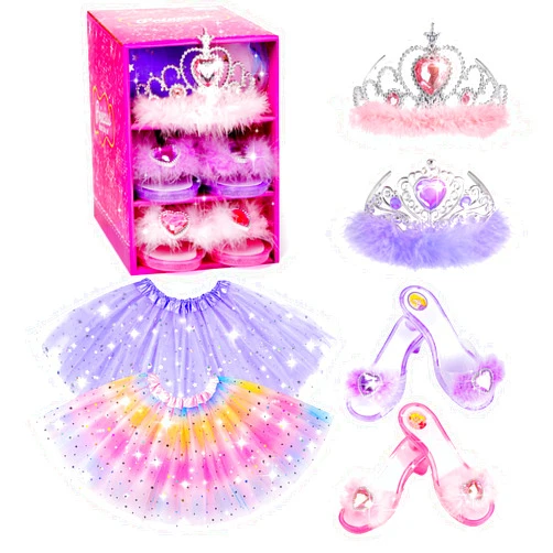 BIBUTY Kids Princess Dress Up Clothes for Little Girls, Pretend Play & Dress Up Costume Set for 3-6 Toddler Little Girls