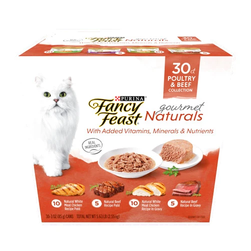 Fancy Feast Purina Fancy Feast Wet Cat Food Variety Pack Gourmet Naturals Poultry and Beef Collection - (Pack of 30) 3 oz. Cans