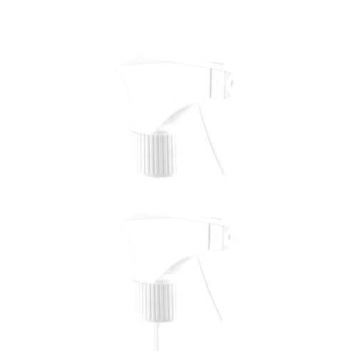 DOMPEL Trigger Sprayers valves, color white, thread 28/410, made with stainless steel springs and glass balls, with spray and stream Model 101D. (Spray heads only, bottles not included) (2)
