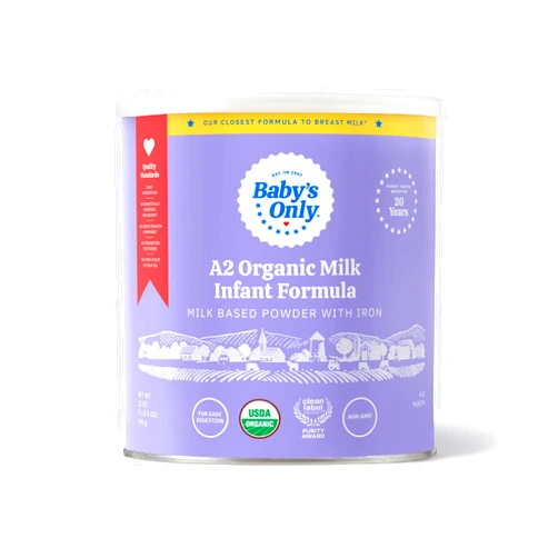 Baby's Only Organic Baby's Only A2 Organic Milk Infant Formula, A2 Milk Based Powder, Organic Baby Formula with A2 Beta-Casein Protein, Iron, Vitamin E, Vitamin D, Easy to Digest, Newborn to 12 Months Old, 21 oz, 1 Pack