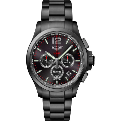 Longines Conquest V.H.P. Black Carved Dial Men's Chronograph Watch L37272566