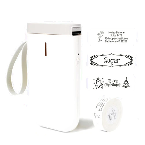 LMASBLTER D11 Label Maker Small Label Printer Handheld Portable Bluetooth Label Maker Machine with Tape,Mini Bulk Printer for Small Business Home Office Compatible iOS Android USB Rechargeable-White