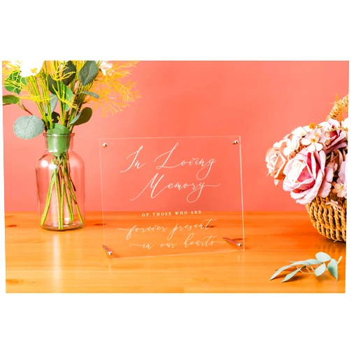 Calculs Memorial Sign for Loved Ones in Loving Memory Clear Acrylic Sign, Memorial Wedding Sign, 25x20cm in Loving Memory Wedding Sign