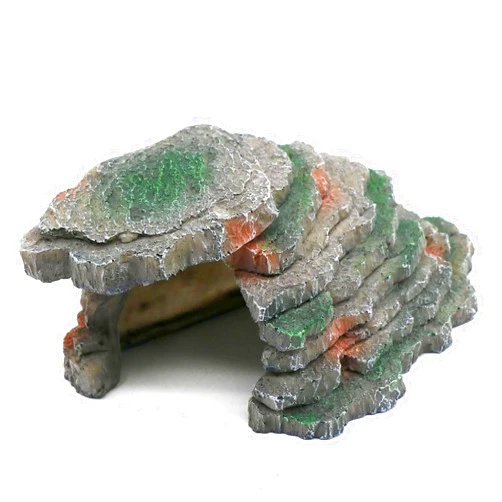 Relaqcc Gecko Hide Shale Scape Step Ledge, Reptile Cave Hideout Tank Accessories Decorations, Great for Reptiles, Amphibians, Leopard Gecko, Lizard, Frogs, Turtle (Small-B-7.3 * 4.4 * 3)