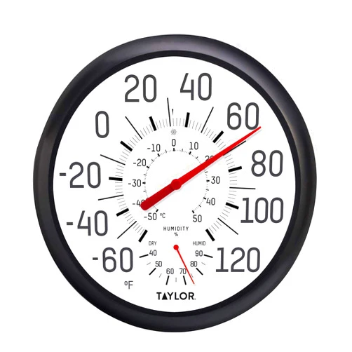 Taylor 6712N Wall Thermometer and Humidity Guide, Black