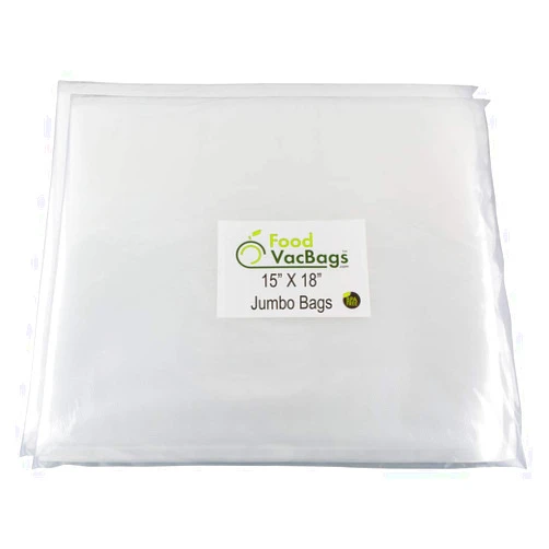 FoodVacBags 15-inch by 18-inch FoodVacBags Commercial Vacuum Sealer Bags, Industrial Size Storage for Food, Clothing, Documents (100)