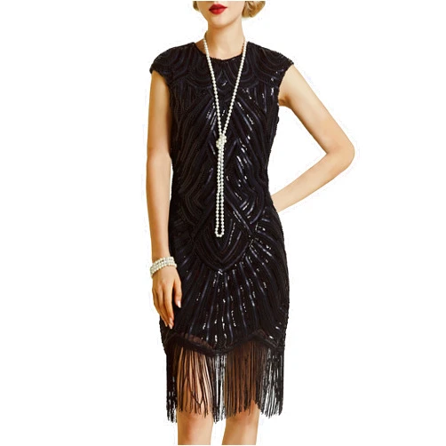 BABEYOND Women's Flapper Dresses 1920s Beaded Fringed Great Gatsby Dress