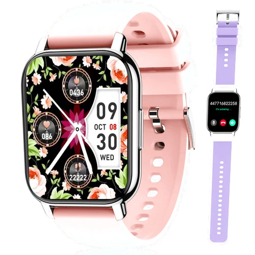Popglory Smart Watch Answer/Make Calls, 1.85'' Smartwatch with AI Voice Control, Blood Pressure/SpO2/Heart Rate Monitor, Fitness Tracker Watch 2 Straps for Men Women for iOS Android Phones