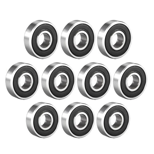 uxcell 608-2RS Deep Groove Ball Bearing Double Sealed 180016, 8mm x 22mm x 7mm High Carbon Steel Z1 Bearings (Pack of 10)