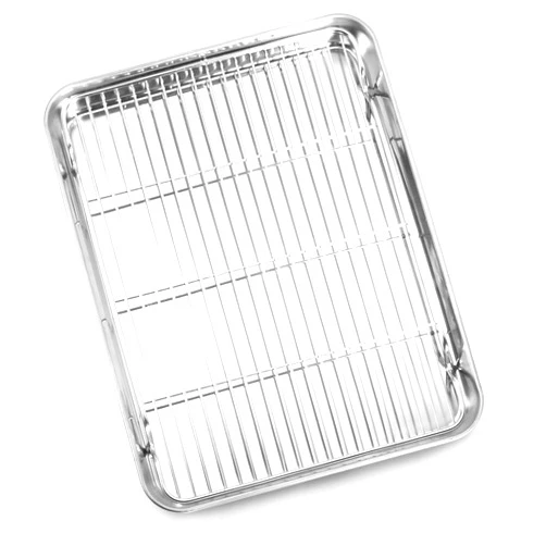 Bastwe Baking Sheet and Cooling Rack Set, Stainless Steel Commercial Grade Cookie Sheet and Rack Set, 12.5 x 10 x 1 inch, Healthy & Nontoxic & Rustproof & Easy Clean & Dishwasher Safe