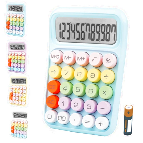 Gaiamat Colorful Electronic Calculator,12 Digit Large LCD Display and Big Round Buttons Candy-Colored Desktop Calculator for Office,School,Home,Business(US-COCA-Blue)