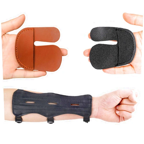 Cifupy Archery Lightweight Finger and Archery Arm Guard Set Youth Kit Adjustable 3 Strap,Protective Gears for Hunting Target Shooting Accessory Recurve Bow Compound Bow