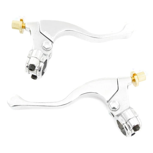 4into1 Motorcycle Shorty Lever Perch Assembly Set - Clutch + Drum Brake - Chrome - 7/8