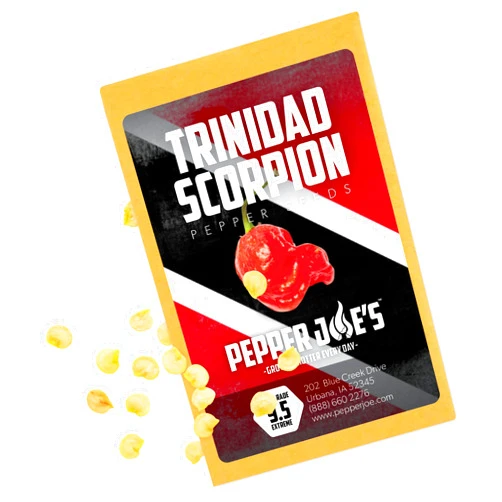 Pepper Joe's Pepper Joe’s Trinidad Scorpion Pepper Seeds ­­­­­– Pack of 10+ Superhot Trinidad Scorpion Chili Pepper Seeds – USA Grown ­– Premium Non-GMO Scorpion Seeds for Planting in Your Garden