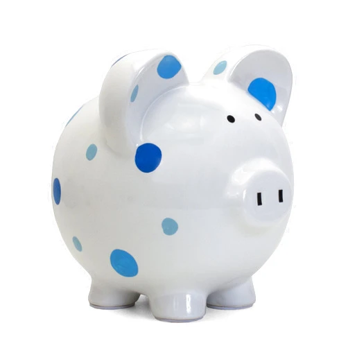 Child to Cherish Ceramic Polka Dot Piggy Bank for Boys, Blue