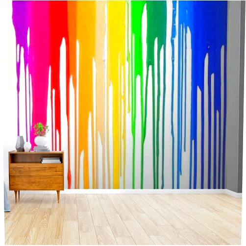Kanworse Rainbow Colors of Paint Dripping with Clipping Path Canvas Print Wallpaper Wall Mural Self Adhesive Peel & Stick Wallpaper Home Craft Wall Decal Wall Poster Sticker for Living Room