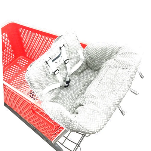 HIVVI Portable 2-in-1 Grocery Cart Seat Cover and Baby Highchair Cover (Gray Chevron)