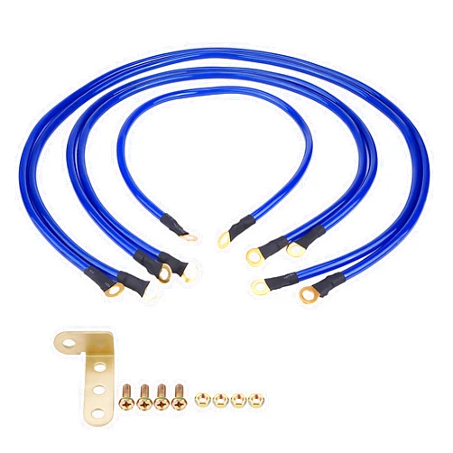 Acouto Car Grounding Kit Universal 5-Point Auto Earth Cable System Ground Grounding Wire Kit