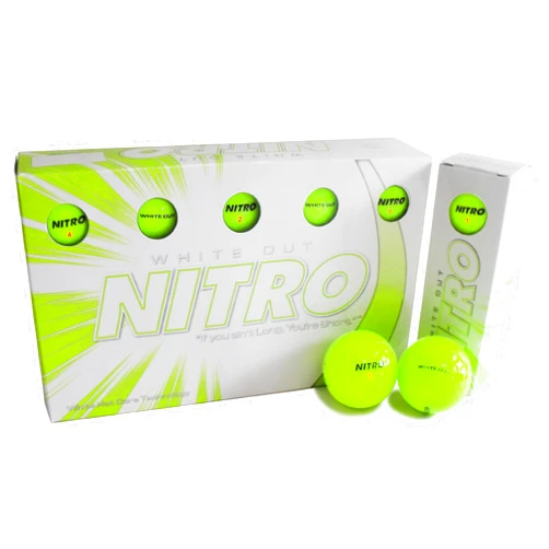 Nitro Long Distance Peak Performance Golf Balls (15PK) All Levels White Out 70 Compression High Velocity White Hot Core Long Distance Golf Balls USGA Approved-Total of 15-Yellow
