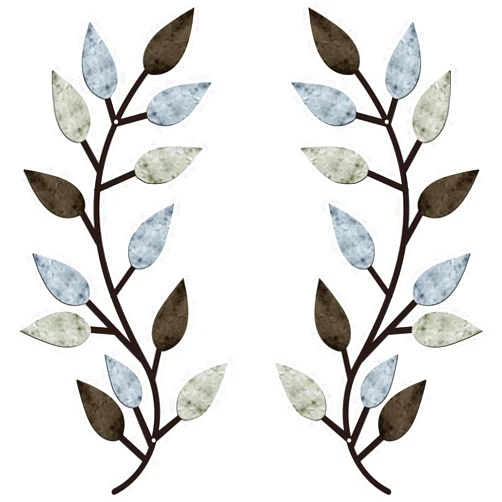 Zhengmy 2 Pieces Metal Tree Leaf Wall Decor Vine Olive Branch Leaf Wall Art Living Room, Hallway Wall Decor Outdoor Decoration(Pastel Colors)