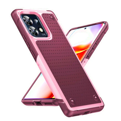 LeYi for Motorola Edge Plus 2023 Case, Moto Edge+ Plus Case 2023, Dual Layer Protective Hard PC Back & Soft Bumper Resilient Shock Absorb Phone Cell Case Cover for Moto Edge Plus 2023, Red Pink