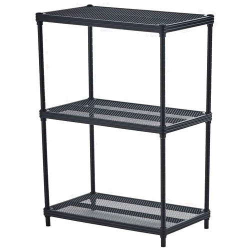Design Ideas MeshWorks 3 Tier Full-Size Stainless Steel Metal Storage Shelving Unit Rack for Kitchen, Office, and Garage Organization, Black