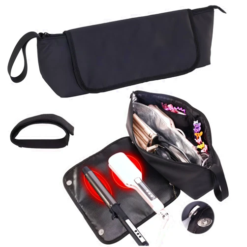 GHWMYD Hair Tools Travel Bag with Removable Heat Resistant Mat Hair Tools Bag,2-in-1 Large Waterproof Hair Tool Organizer for Flat Iron Hair Straightener Hot Hair Styling Tools Travel Essentials