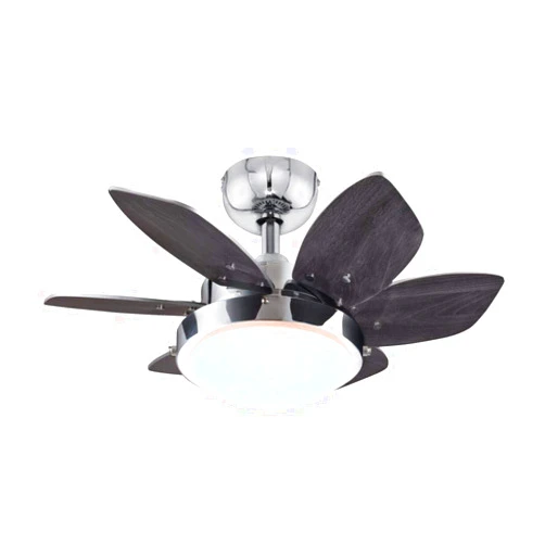 Ciata Small Ceiling Fan With Light, 24 Inch Quince Indoor Ceiling Fan in Chrome Finish with Dimmable LED Light Fixture in Opal Frosted Glass with Reversible Wengue/Beech Blades