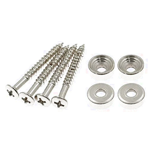 Hordion 4Pcs Guitar Neck Mounting Screws Ferrules Bushings with Nuts for Electric Guitar Bass, Silver