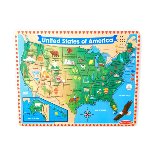 Melissa & Doug USA Map Sound Puzzle - Wooden Puzzle with Sound Effects (40 pcs)