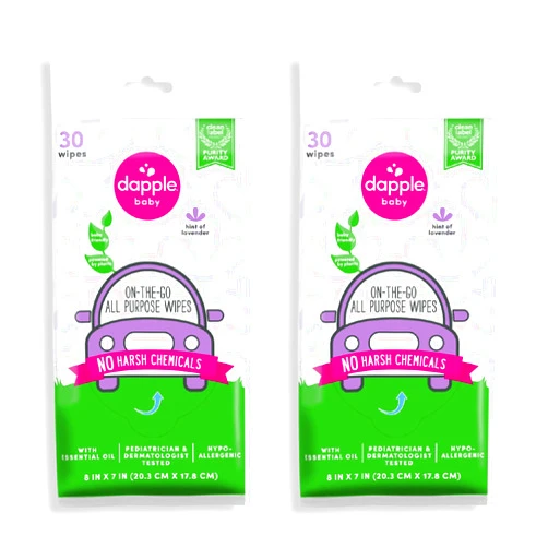 Dapple All Purpose Wipes by Dapple Baby, Hypoallergenic & Powered by Plants Cleaning Wipes, Hint of Lavender, 30 Count (Pack of 2)