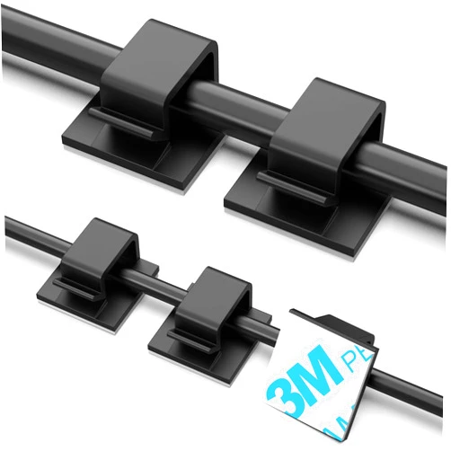 TidyHelper 100 PCS Adhesive Cable Clips Black (Small & Large), Upgraded Wire Holder for Wall Cord Organizer Cable Management Under Desk, Outdoor Light Clips Hooks for LED, Car Dash Cam, HDMI, Extension Cord