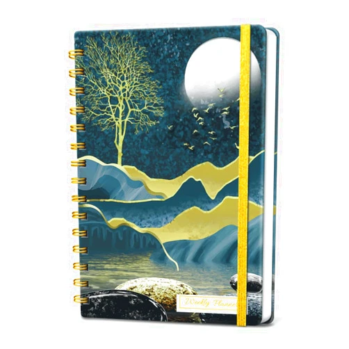 Lonely Oak Weekly Hardcover Undated Planner for Work, To Do List Notebook with Goals, 57 Weeks Habit Tracker Journal with Spiral Binding, 5.8 x 8.5 inches (Moon River)