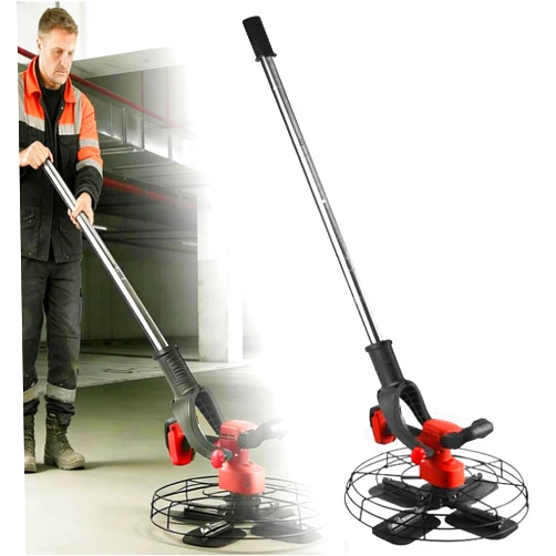 MANYOUYOU Electric Walk Behind Trowel, 6 Variable Speed, Cordless Wall Smoothing Polisher, Dual Power Supply, with 5 Types of Grinding Discs and 130 Cm Detachable Extension Rod 20000mah