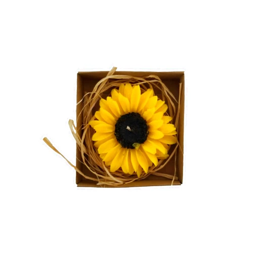 Su Perisi Mum Atölyesi Sunflower Candle in Craft Box with Natural Raffia