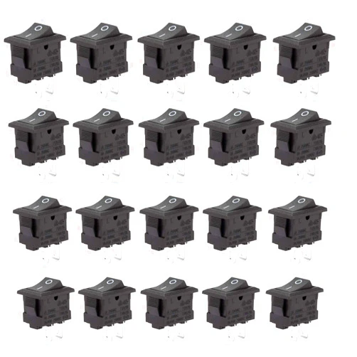 DIYhz 20 Pcs Environmental Protection Boat Rocker Switch AC 3A/250V 6A/125V 2 Solder Lug SPST On/Off 2 Pin Mini Boat Rocker Switch for Electrical Products