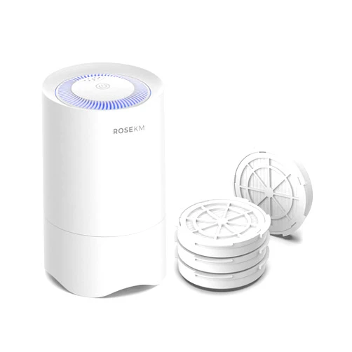 Rosekm Small Air Purifier with 1-Year Pack Replacement Filter, Personal Desk Mini Air Purifier, Room Hepa Air Purifier Fresheners Cleaner for Pets, Smoke, Desktop, Office (White)