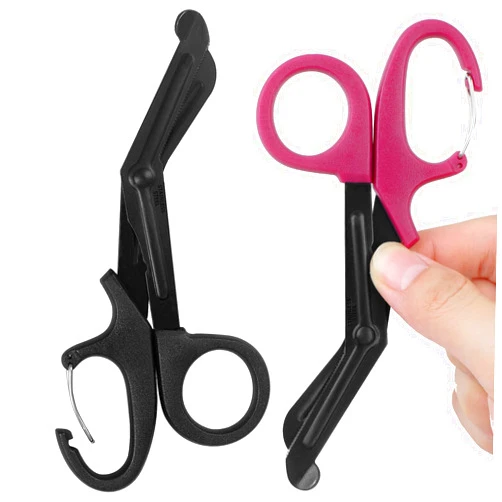 ZOINADA 2 Pack Trauma Shears, 5.8 Inch Stainless Steel Medical Scissors, Bandage Scissors with Carabiner, Nursing Scissors Surgical Scissors for Nurses, Doctors, Nursing Students, EMT and EMS(Black+Burgundy)