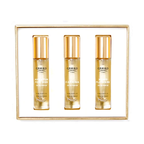 Creed House of Creed Women's Holiday Gift Coffret Set, Features 3 Signature Perfume Scents of Aventus for Her, Carmina, and Wind Flowers, 3 x 10ml