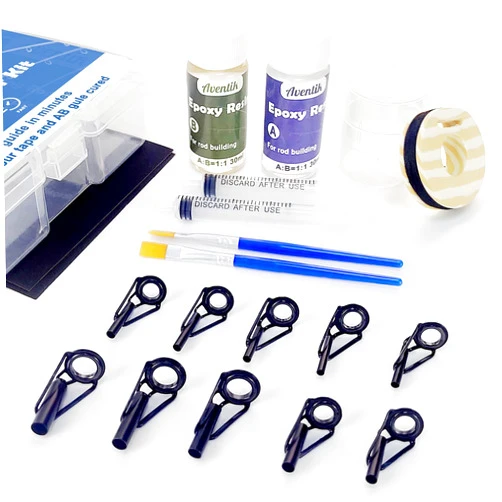Aventik Fishing Rod Tip Repair Kit Complete with Rod Building Supplies, Glue, Wrapping Thread, Tips Top Eyelet Replacements for Fishing Pole Repair Kit