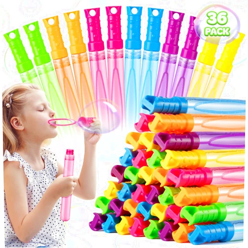OleFun 36 Pack Big Bubble Wands Bulk in 6 Colors, Bulk Party Favors for Kids, Ideal Goodies Bags Stuffers, Summer, Easter, Halloween, Valentine, School Classroom Prizes for Boys & Girls
