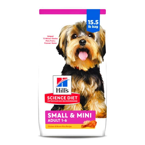 Hill's Science Diet Small & Mini, Adult 1-6, Small & Mini Breeds Premium Nutrition, Dry Dog Food, Chicken & Brown Rice, 15.5 lb Bag