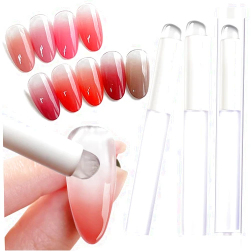 Jaliya Q Soft Jelly Silicone Nail Art Brushes Ombre Nail Brush Set Make Up Brush Gradual Smudge Nail Brushes for Nail Art Portable Silicone Nail Tools Women Blush Concealer Lipstick Lip Brush Makeup Brushes