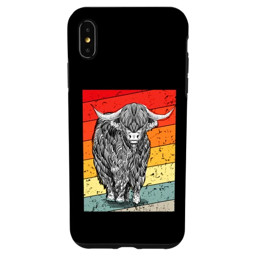 Women's Funny Cow lovers iPhone XS Max Retro Sunset Highland Cows Women Girls Cow Lovers Funny Case